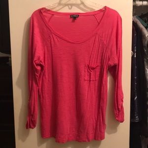 Hot Pink Express top long sleeve tee size Small